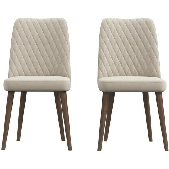 Pemberly Row 36"H Mid-Century Velvet Dining Chair in Beige (Set of 2)