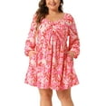 thumbnail image 1 of Vestidos Florales de Pascua para Mujeres de Talla Grande Agnes Orinda con Escote Corazón y Mangas Largas de Gasa en A Línea Midi 2X Rosa, 1 of 6
