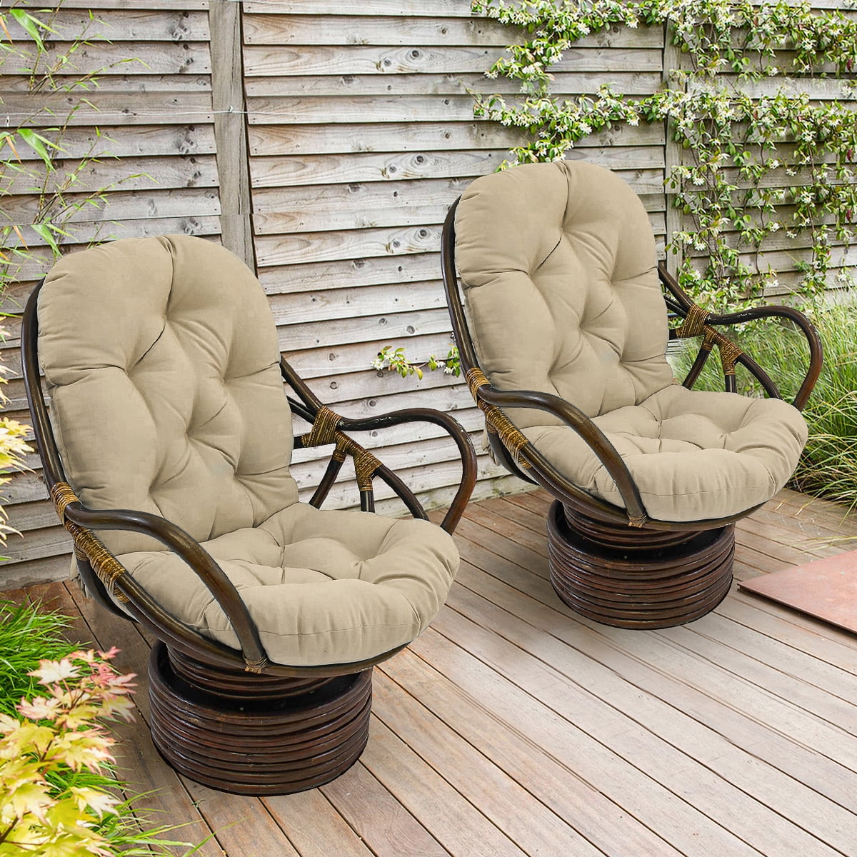 2PCS Swivel Rocker Cushion, 48" x 24" x 6" Solid Twill Swivel Rocker