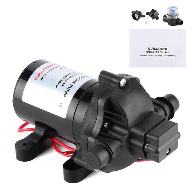 Bomba de agua de diafragma de 12V 3.0GPM 45PSI de alta presión autocebante para barco marino RV Jadeshay A