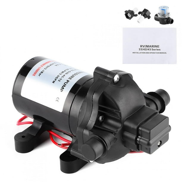 Bomba de agua de diafragma de 12V 3.0GPM 45PSI de alta presión autocebante para barco marino RV Jadeshay A