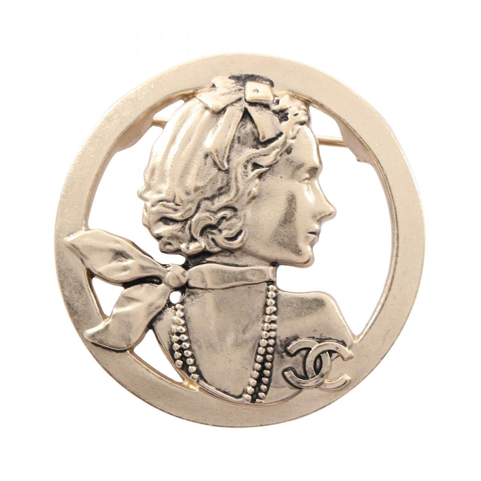 Pre-Owned CHANEL Brooch Pin Coco Mark Rhinestone Gold - Walmart.com