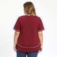 thumbnail image 3 of DARING DIVA Women's Plus Crew Neck Short Sleeve Loose Knit Blouse Tops 1X Burgundy, 3 of 6
