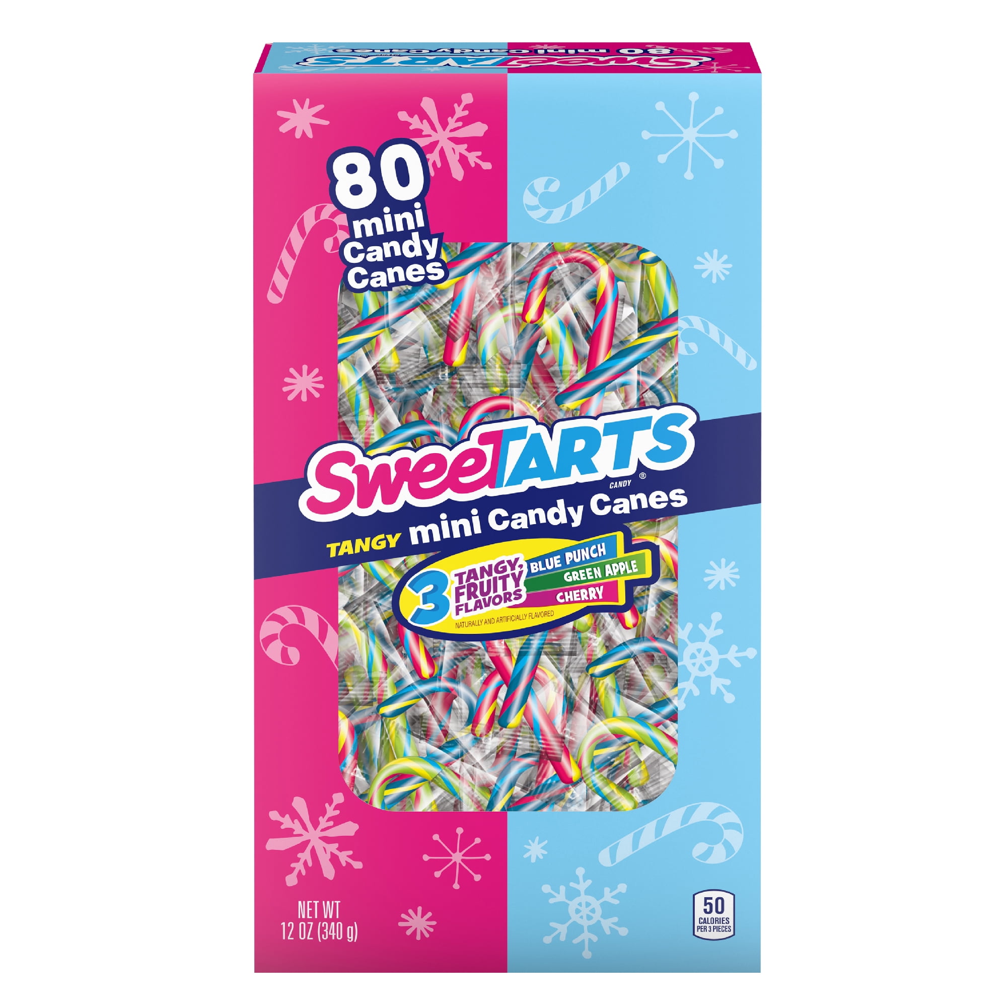 SweeTarts Mini Holiday Candy Canes, Holiday Candy, Stocking Stuffer, 80ct, 12oz Box