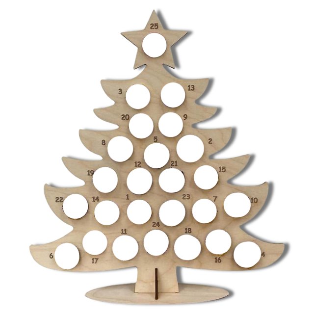 Wooden Christmas Frame Advent Countdown Calendar Empty DIY Refillable Unfinished Chocolate Rack Ornament Miniature Gift Christmas Tree