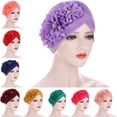 thumbnail image 3 of ievspot 1 Pcs Women Turbans Decoration Head Cover Twisted Pleated Headwrap Breathable Hair Cover Beanie Hats, 3 of 8