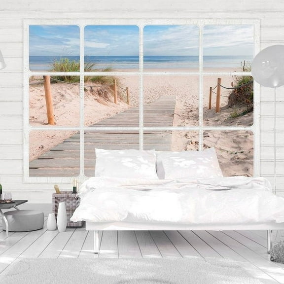 Tiptophomedecor Landscape Wallpaper Wall Mural - Window & Beach