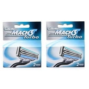 Gillette Mach3 Turbo Refill Blade Cartridges, 4 Count