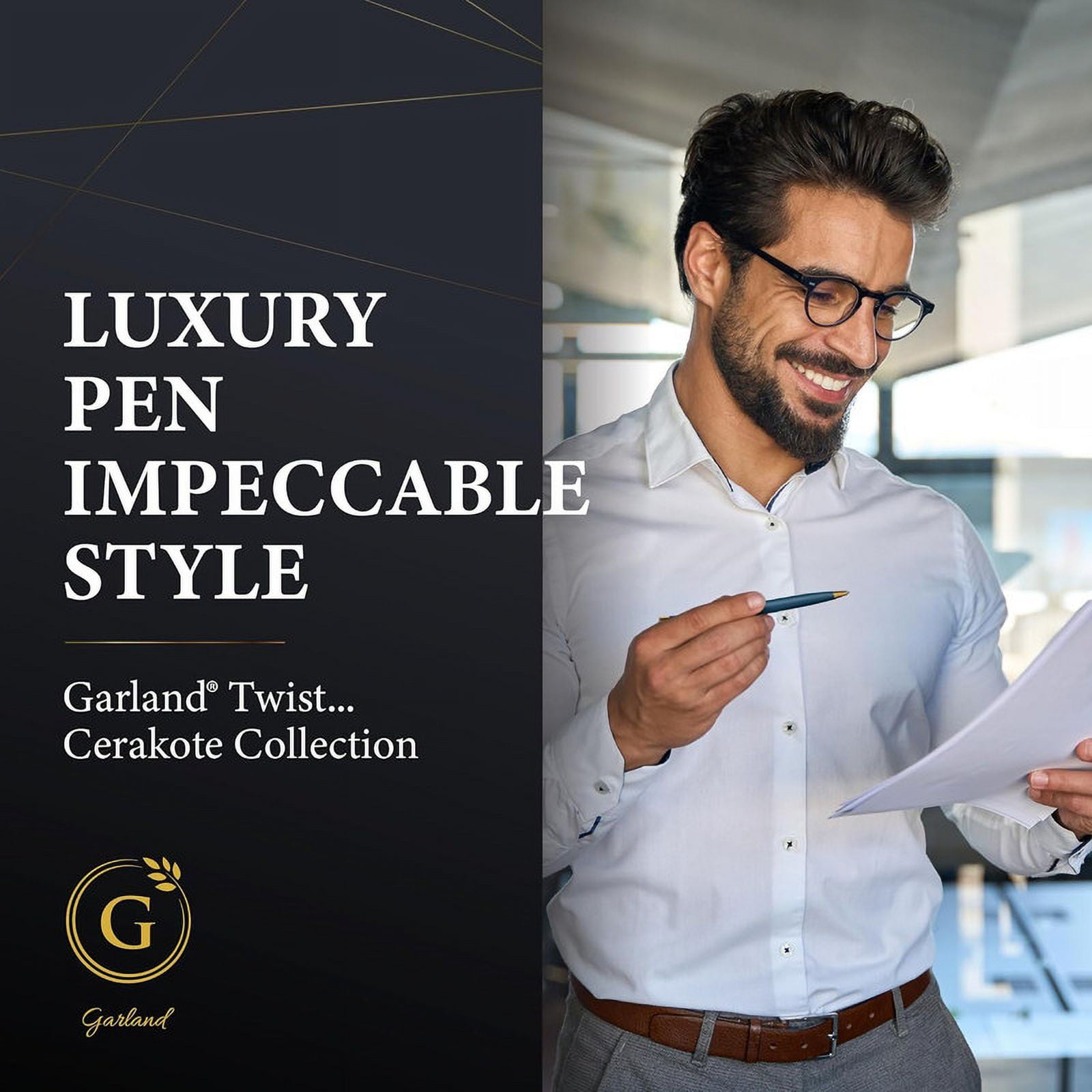 Garland Metal Twist Pen - Made in USA - Premium Cerakote Coating, Durable & Stylish Finish, Gift for Executive, Graduate, Professional, Classy Gift Box, Refillable - Flat Dark Earth with Chrome