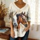 thumbnail image 1 of TaTaai Womens 3/4 Sleeve V Neck Printed Tops Casual Loose Fit Pullover Blouses Soft Lightweight Comfy Spring Summer Daily Wear Shirts for Women Gift, 1 of 5