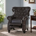 thumbnail image 2 of Noble House Wheaton Standard Reconstituted Bycast Bonded Leather Wingback Recliner, Brown, 2 of 4