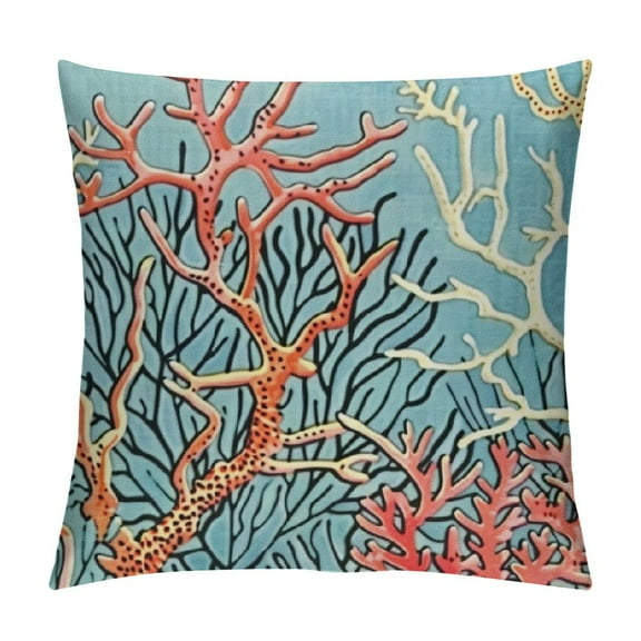 Qinduosi Nautical Coral Throw Pillow Covers Inch Teal Beach Starfish Pillow Covers Farmhouse Ocean Outdoor Pillowcases Linen Cushion Covers for Couch Sofa Bed Decor (Pack of White
