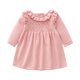 thumbnail image 1 of Odeerbi Niñas Ruffle Suéter Vestido Primavera Otoño Algodón Punto Vestidos Niños Color Sólido Dulce Vestido Manga Larga Flor Cuello Vestido, 1 of 7