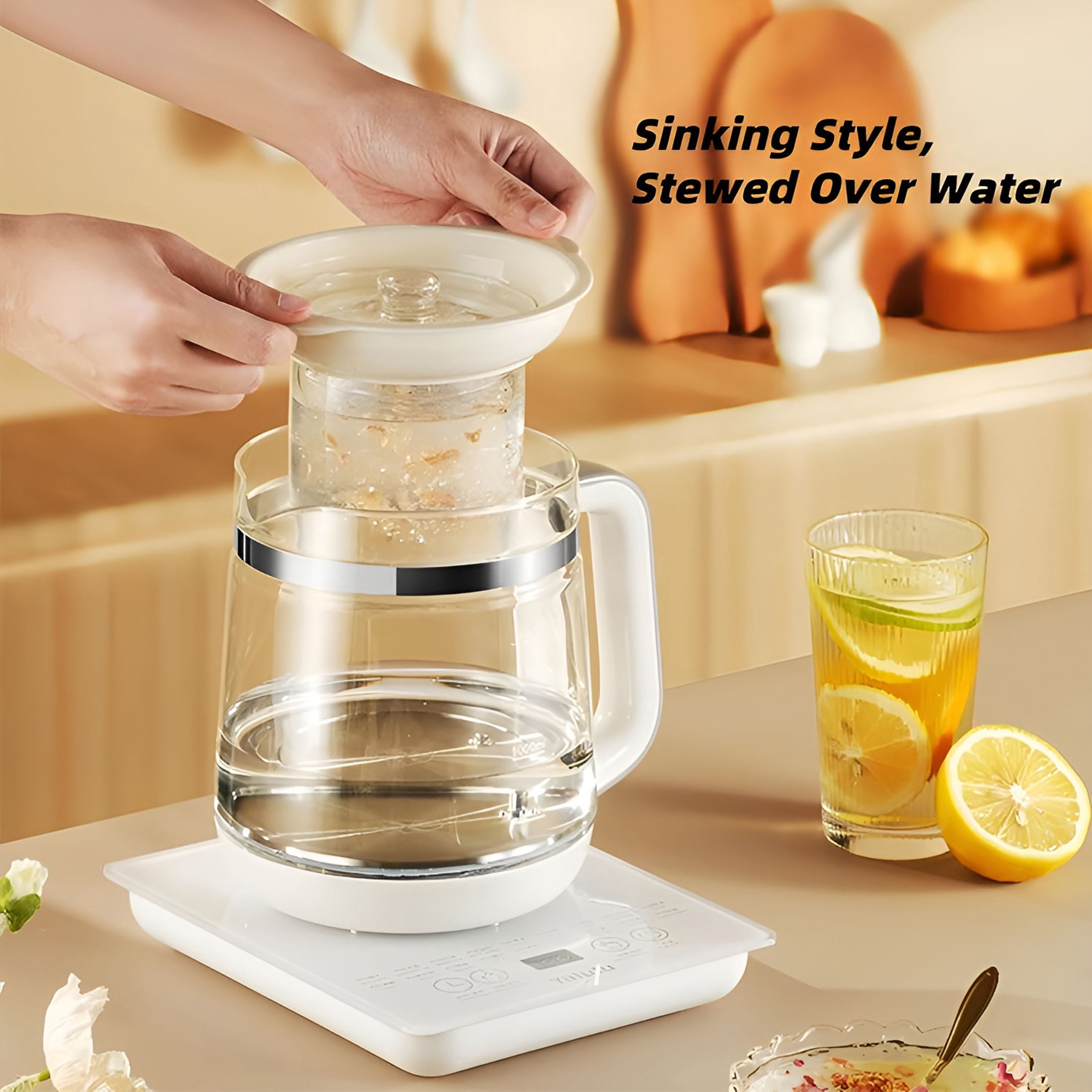HIBIBUD 2026 New 1.8L Electric Kettle,800W Fast Heating,Glass Tea Kettle with Removable Filter,18 Smart Modes,For Home & Camping,110V Us Plug Glass Kettle Electric
