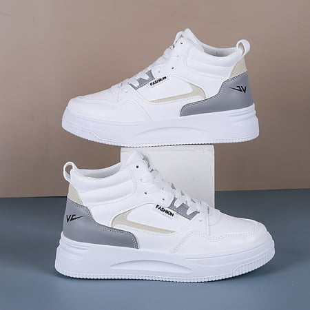 

Gray & White Chunky Sneakers Mid Top Platform Lift Skate Shoes Women s Footwear