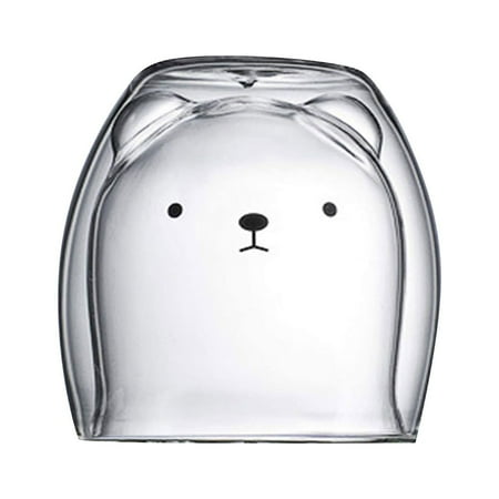 

Fdelink Cup Bottle Scald Cartoon Double Glass Milk Coffee Cup with Round Mouth 1PCS