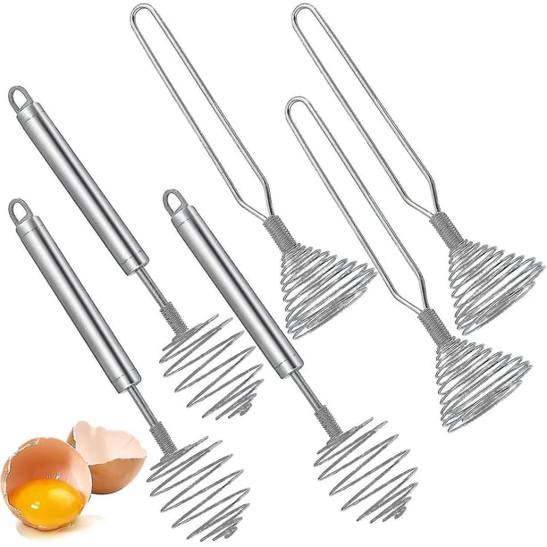 Batidor de huevos manual de acero inoxidable de 6 piezas, batidor manual, batidor de bobina de resorte