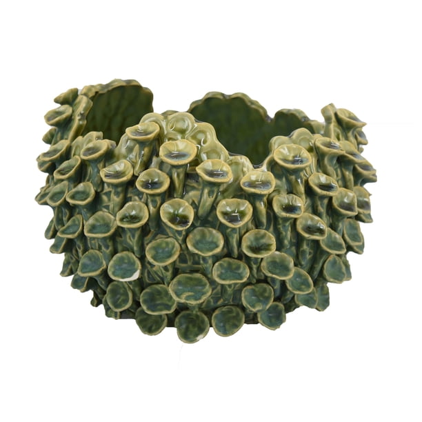 Benzara Nina - Cuenco decorativo de cerámica verde (28 cm)