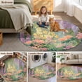 thumbnail image 6 of Spring Floral Round Area Rug 5ft, Forest Leaves Trees Blossom Oil Painting Washable Non-Slip Circle Rugs for Bedroom Living Room Kitchen, Soft Low Pile Carpet for Dining Room Playroom Nursery, 6 of 9