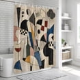 thumbnail image 6 of Abstract Lines Bathroom Shower Curtains with 12 Hooks Polyester Waterproof Shower Curtain for Stalls and Bathtubs Boho Vintage Clouds Geometric Color Block Decorative Bathroom Curtain 36x78 Inches, 6 of 9