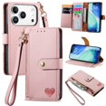 thumbnail image 1 of GANGXUN Wallet Case for iPhone 17 Pro , PU Leather Flip Cover with Card Slots, Zipper Pocket, Wrist Strap and Stand Function, 1 of 6