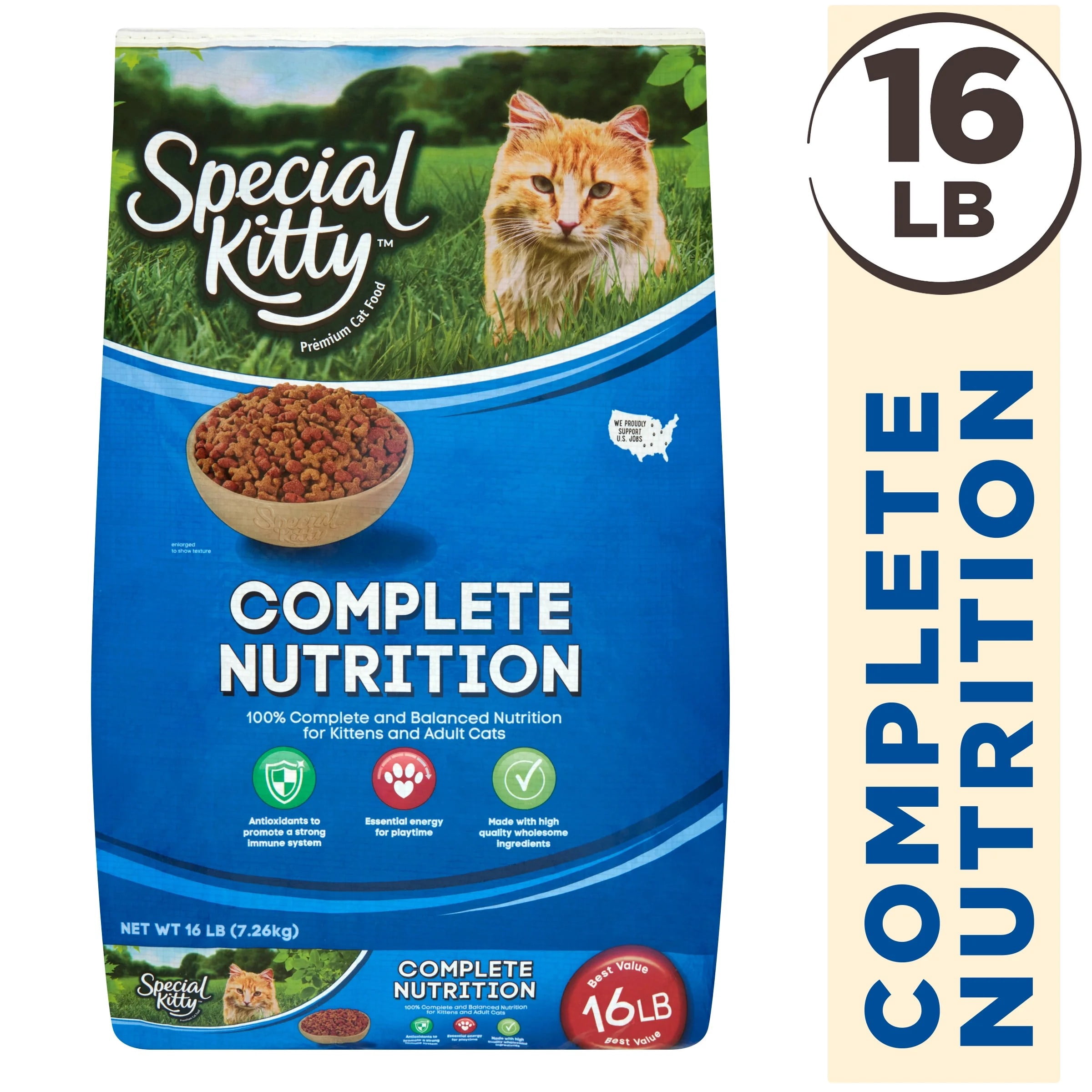 Special Kitty Complete Nutrition Premium Dry Cat Food, Poultry Flavor, 16 lb