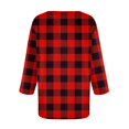 thumbnail image 4 of WTOBBY Women's V-Neck Casual Tunic Tops with 3/4 Sleeve, Loose Fit Basic Shirts, Striped Plaid Print Blouse for Fashion Comfort Everyday,Red L, 4 of 4