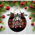 thumbnail image 3 of Believe Sign Front for Door Decoration, 12" Round Wood Wreaths Wall Hanging Outdoor, Farmhouse, Porch, for Spring Summer Fall All Seasons Holiday Christmas, 3 of 5
