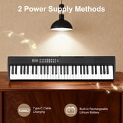 Doulami Piano 61 Key Electric Keyboard Piano with Lighted Keys LCD Display Folding Piano Keyboard for Beginner 200 Tones Rhythms