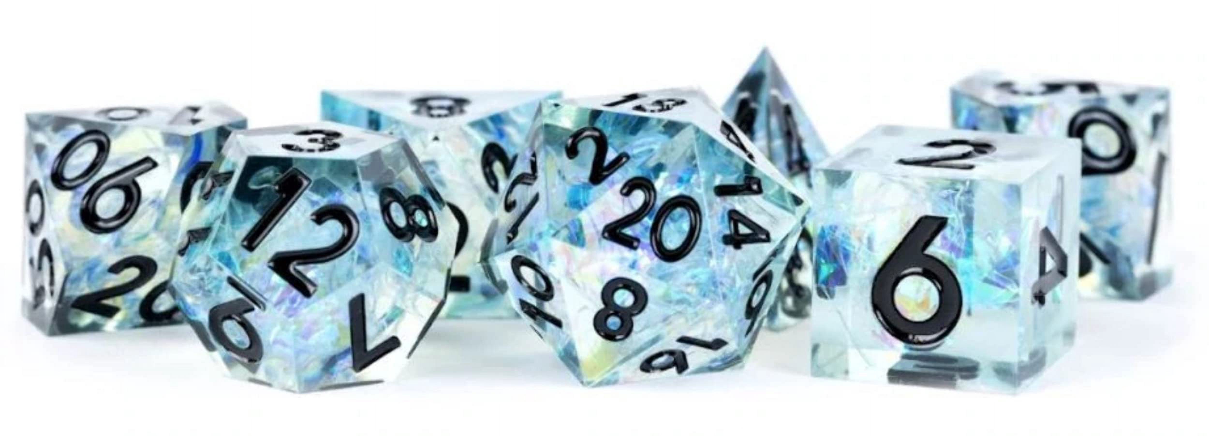 FanRoll by Metallic Dice Games Handcrafted Sharp Edge Resin DND Dice Set: Captured Frost, Role Playing Game Dice for Dungeons and Dragons