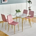 thumbnail image 2 of Modern Pink Dining Chairs with Gold Metal Legs – Home Bedroom & Student Desk Set of 4, Ergonomic Design & Comfortable Seating, 2 of 9