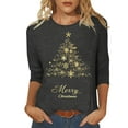thumbnail image 3 of JURANMO Limited Time Deals Of The Day Merry Christmas 3/4 Sleeve Tops for Women Casual Crewneck Holiday Shirts Fashion Xmas Tree Graphic Tees Blouse Multicolor XXL, 3 of 6