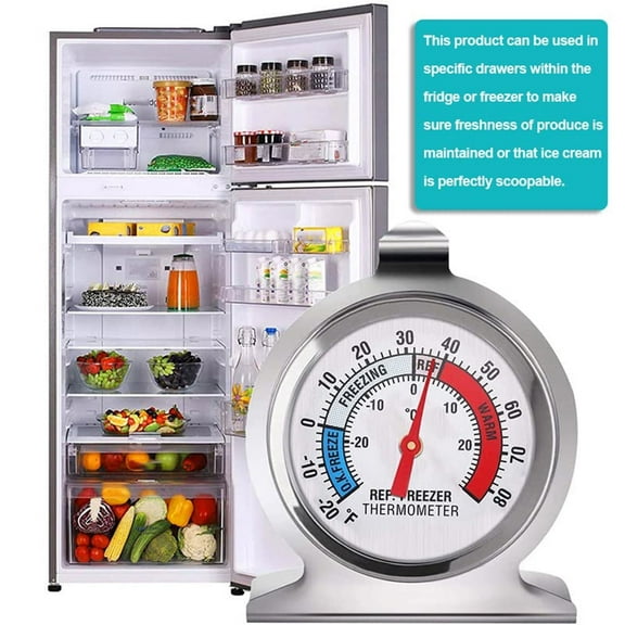 1 Pack Refrigerator Thermometer -30~30C/-20~80F, Classic Fridge Thermometer Large Dial with Red Indicator Thermometer for Freezer Refrigerator Cooler