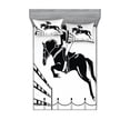 thumbnail image 2 of Ambesonne Cartoon Fitted Sheet & Pillow Sham Set, Jockey Girl Jumping, Twin, White Charcoal Grey, 2 of 3