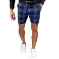 thumbnail image 2 of Pxiakgy mens shorts Male Summer Casual Slim Plaid Printed Shorts Zipper Fly Semi Elastic Waist Pocket Shorts Men Casual Shorts Navy Blue + XL, 2 of 8