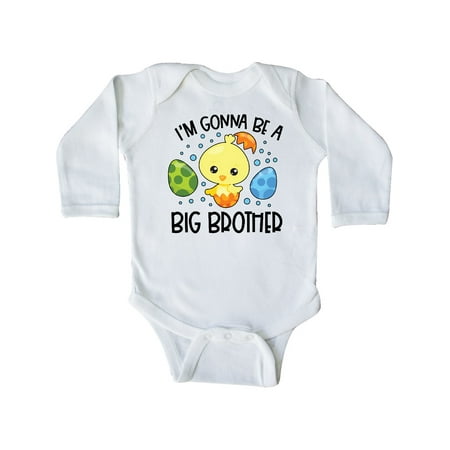 

Inktastic Easter I m Gonna Be a Big Brother with Green and Blue Eggs Gift Baby Boy Long Sleeve Bodysuit
