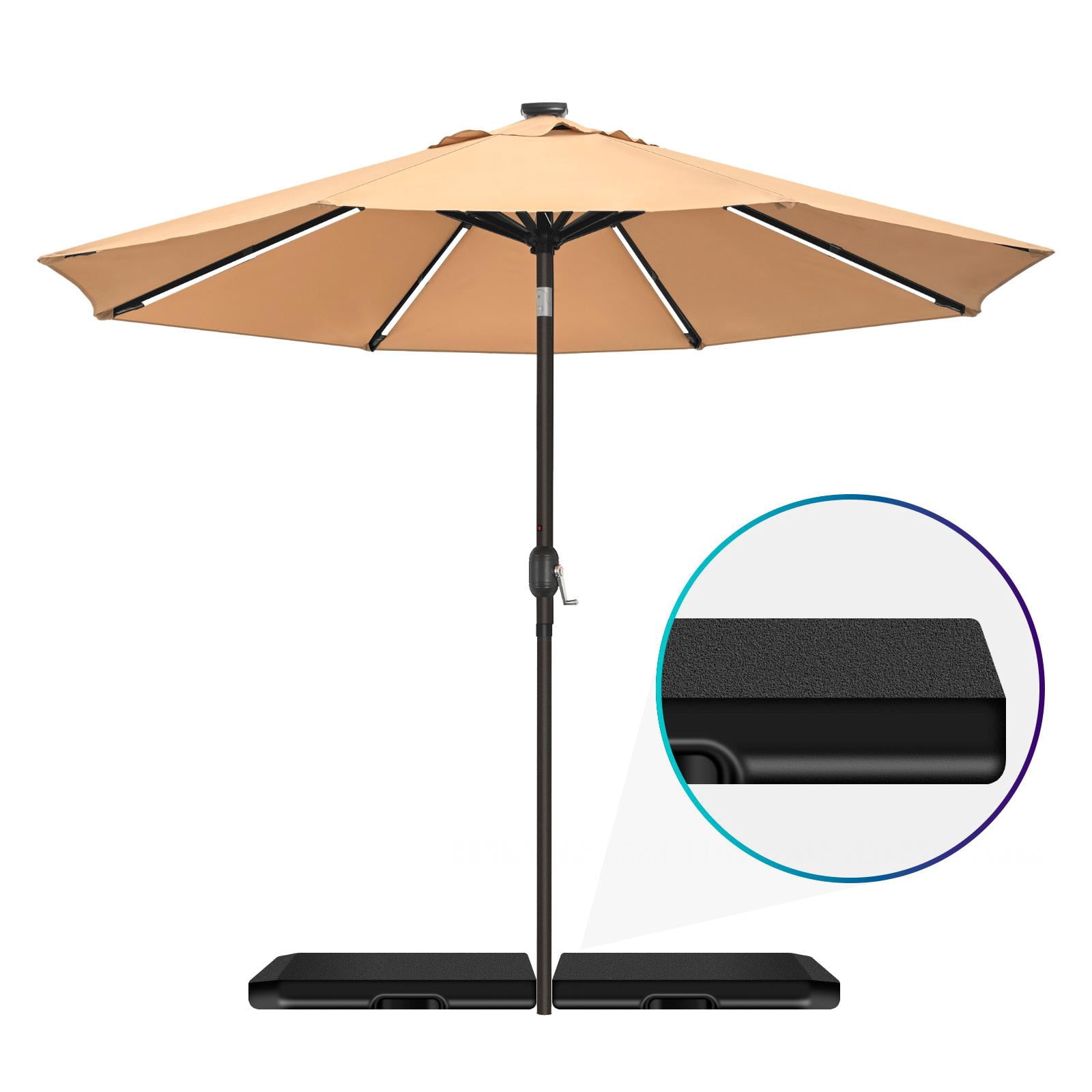 Muweixin Heavy Duty Square Cantilever Umbrella Base Weight, 4-Piece Windproof Fillable HDPE Base, 317lbs Total Load Capacity Non-Slip Stabilizer for 8'-10' Offset Patio Outdoor Umbrella