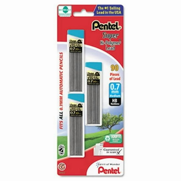 Pentel  Super Hi-Polymer Lead Refills  0.7mm  HB  Black  90 Leads-Pack