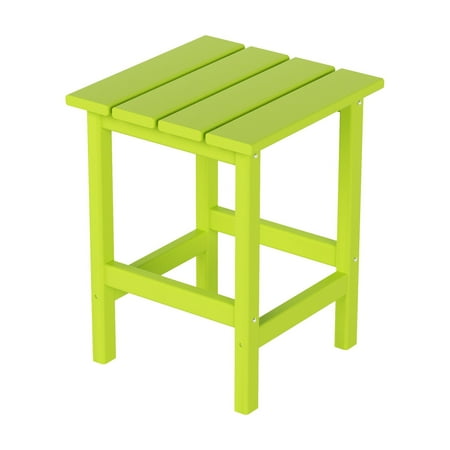 Polytrends Laguna Hdpe All Weather Outdoor Patio Square Side Table Lime
