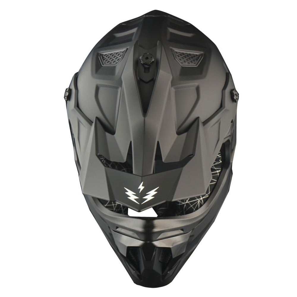 1Storm Adult Motocross Helmet ATV Dirt Bike BMX MX Downhill Mountain Helmet Track Style JH601; Matt Black + Goggles + Skeleton Black Glove Bundle