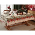 thumbnail image 2 of Christmas Tablecloth Water Oil Proof Holly Berry Cardinal Ribbon Bell Pine Cone Table Cloth, Fabric Xmas Table Cover for Holiday, Winter, Santa, Dinner Party, 2 of 7