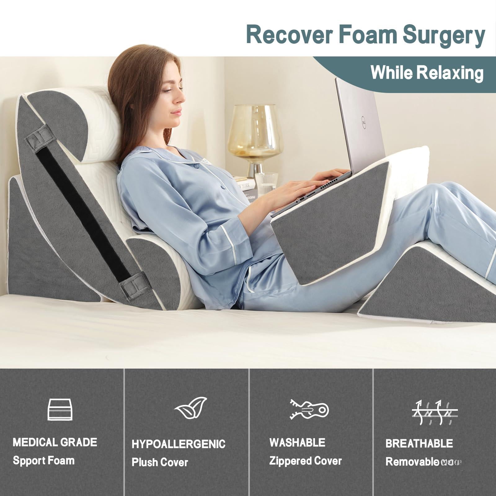 6pcs Bed Wedge Pillow Set For Sleeping  Foam Body And Leg Comfortable & Adjustable Support Pillows-anti