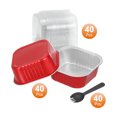 thumbnail image 3 of 40Pack 10oz Disposable Mini Cake Pans with Lids and Spoons for Baking Cupcakes Red, 3 of 6