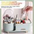 thumbnail image 3 of yeacher Elegant Rotating Makeup Storage Box with Divided Compartments and Drawer for Vanity Organization, Cream White, Durable Design for Cosmetics and Accessories, 3 of 7