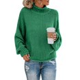 thumbnail image 3 of Ladies Fashion Sweater Solid Color High Neck Slim Fit Knit Sweater, Versatile and Warm, Ideal for Layering and Daily Casual Use,Green,S, 3 of 6
