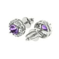 thumbnail image 2 of 14K Solid Gold Screw Back Stud Earrings for Women | 1.24 cttw Round Cut Simulated Alexandrite | White Gold, 2 of 5