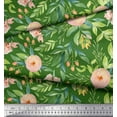 thumbnail image 2 of Soimoi Green Rayon Crepe Fabric Leaves & Ranunculus Floral Print Fabric by the Yard 46 Inch Wide, 2 of 3