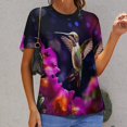 thumbnail image 6 of Flower Hummingbird Women's Short Sleeve Tops Casual Blouses T Shirt, 6 of 6