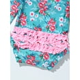 thumbnail image 4 of iEFiEL Rash Guard Long Sleeves Floral Print Blue, One-Piece Swimsuit (Girl's) 12-18 Months, 4 of 7