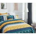 thumbnail image 3 of DaDa Bedding Bohemian Patchwork Bed of Wild Flowers Floral Gardenia Green Bedspread Set (JHW-886), 3 of 9
